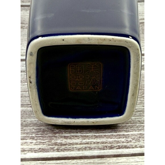 Cobalt Blue Peacock and Floral Vase 22-Gold Trim porcelain vtg - Picture 10 of 14